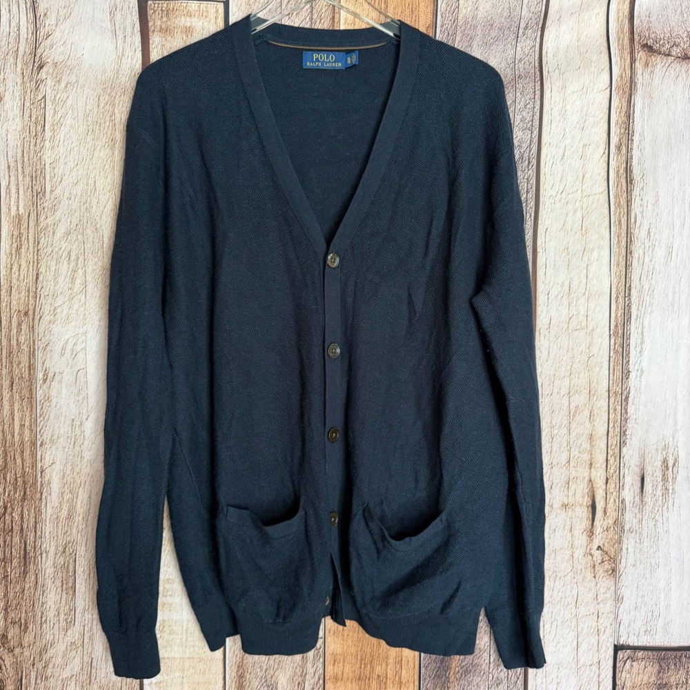 Polo Ralph Lauren Cardigan Wool Blend Button Front Heritage Preppy Old Money XL